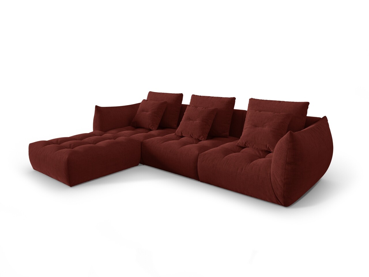 Coltar modular reversibil 2 locuri, Bloom-86, Micadoni Home, 332x216x95 cm, tesatura structurata, rosu Colțare